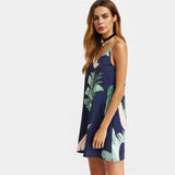 Palm Leaf Double V Neck Cami Dress