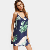 Palm Leaf Double V Neck Cami Dress