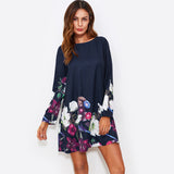 Dress Flower Print Loose A-Line Dress