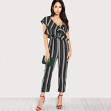 Black and White Striped Jumpsuit