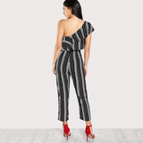 Black and White Striped Jumpsuit