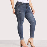 Plus-Size Distressed Jeans