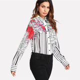 Striped Mixed Floral Blouse