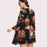 Plus-Size Flower Print Swing Tunic Dress