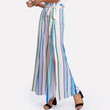 Multicolor High Waist Ruffle Trousers