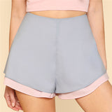 Two-Tone Layered Patchwork Wide Leg Shorts