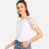 Floral Lace Raglan Sleeve T-shirt