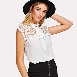 Lace Floral Sleeveless Blouse