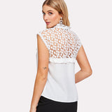 Lace Floral Sleeveless Blouse